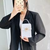 Plaid PVC Mini Phone Bag Red Pink Chain Crossbody Shoulder Bag Women