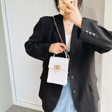 Plaid PVC Mini Phone Bag Red Pink Chain Crossbody Shoulder Bag Women