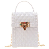 Plaid PVC Mini Phone Bag Red Pink Chain Crossbody Shoulder Bag Women