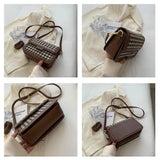 Houndstooth Flap Women Leisure Shoulder Armpit Purses Fall Winter Handbags