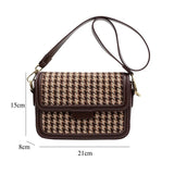 Houndstooth Flap Women Leisure Shoulder Armpit Purses Fall Winter Handbags