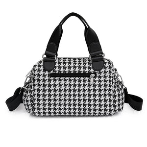 Houndstooth Handbags Canvas Female Packages England Style Classic Cluch