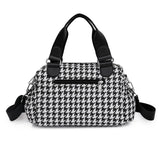 Houndstooth Handbags Canvas Female Packages England Style Classic Cluch