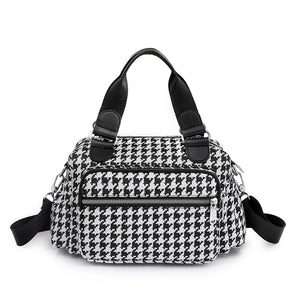 Houndstooth Handbags Canvas Female Packages England Style Classic Cluch
