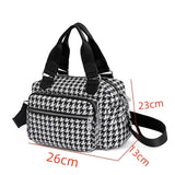 Houndstooth Handbags Canvas Female Packages England Style Classic Cluch