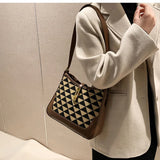 Houndstooth Bucket Purse Patchwork Shoulder Bag