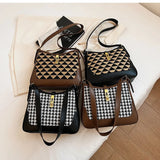 Houndstooth Bucket Purse Patchwork Shoulder Bag