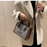 Houndstooth Large Tote Bag for Women