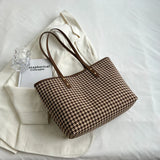 Houndstooth Shoulder Bags Winter Totes Large Capacity Handbags