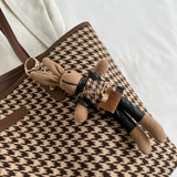 Houndstooth Shoulder Bags Winter Totes Large Capacity Handbags