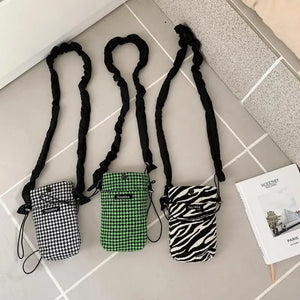 Houndstooth Single Shoulder Messenger Bag Women Mini Phone Bags