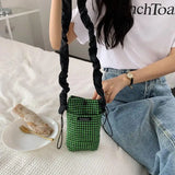 Houndstooth Single Shoulder Messenger Bag Women Mini Phone Bags
