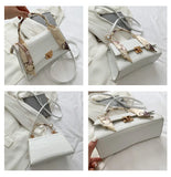 Crocodile Pattern Leather Shoulder Bag Small Square Orange Handbag