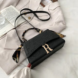 Crocodile Pattern Leather Shoulder Bag Small Square Orange Handbag