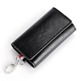 Retro Oil Wax Leather Key Bag 3-Fold Multifunctional Holder