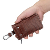 Leather Car Keychain Holder Bag Case Retro Embossing Solid Men Storage