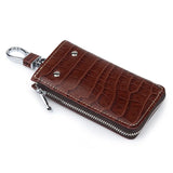 Leather Car Keychain Holder Bag Case Retro Embossing Solid Men Storage