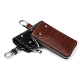 Leather Car Keychain Holder Bag Case Retro Embossing Solid Men Storage