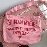 Pink Alphabet Canvas Tote Bag Couple Shoulder Messenger Bags