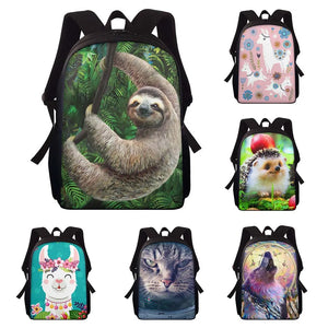 Kids Backpack Alpaca Sloth Animal Large Capacity Lightweight Schoolbag