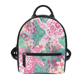 Hycool Women's Leather Backpack Turtle Hawaii Flower Print Double Shoulder Bags