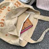 Corduroy Shoulder Bag Reusable Tote Handbag for Women
