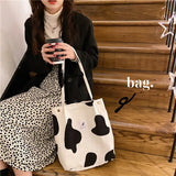 Corduroy Plum Blossom Pattern Tote Leopard Handbag