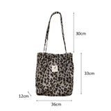Corduroy Plum Blossom Pattern Tote Leopard Handbag