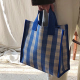 Plaid Shoulder Crossbody Bag Canvas Tote for Girls