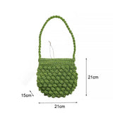 Beach Straw Shoulder Bag Bucket Tote Woven Drawstring