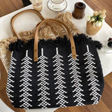 Large Capacity Woven Knitting Shoulder Bag Beach Handbag