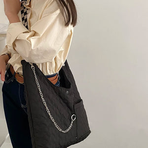 Adjustable Shoulder Bag Heart Quilting Messenger Tote Bag