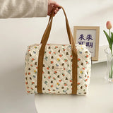 Bear Flower Quilted Cotton Shoulder Bag Women's Handbag Travel Soft Tote