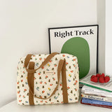 Bear Flower Quilted Cotton Shoulder Bag Women's Handbag Travel Soft Tote