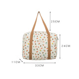 Bear Flower Quilted Cotton Shoulder Bag Women's Handbag Travel Soft Tote