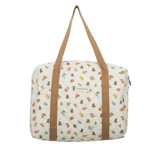 Bear Flower Quilted Cotton Shoulder Bag Women's Handbag Travel Soft Tote