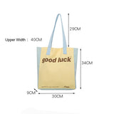 Canvas Totes Bag Good Luck Letter Printing Cloth Shoulder Bags