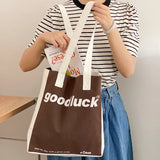 Canvas Totes Bag Good Luck Letter Printing Cloth Shoulder Bags