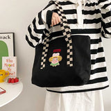 Checkerboard Shoulder Strap Large Cloth Tote Bag Women's Shoulder Bags