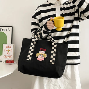 Checkerboard Shoulder Strap Large Cloth Tote Bag Women's Shoulder Bags