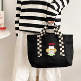 Checkerboard Shoulder Strap Large Cloth Tote Bag Women's Shoulder Bags