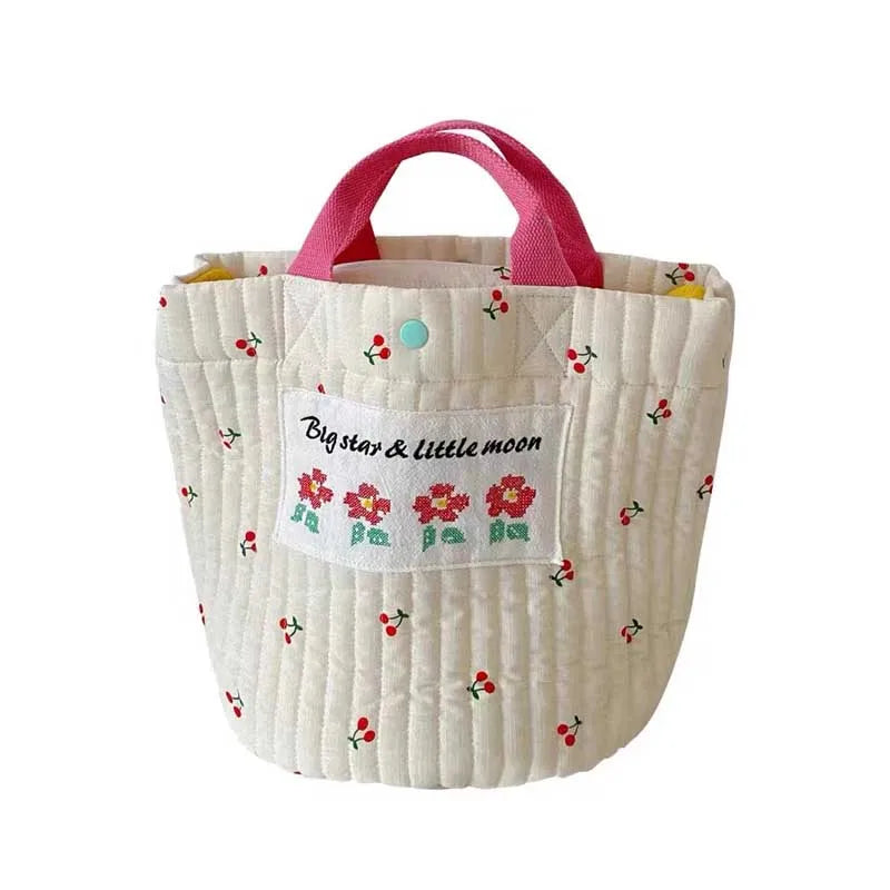 Cherry Pattern Diaper Bag Canvas Mommy Handbag