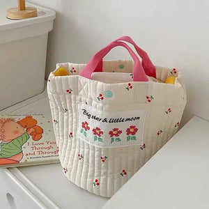 Cherry Pattern Diaper Bag Canvas Mommy Handbag