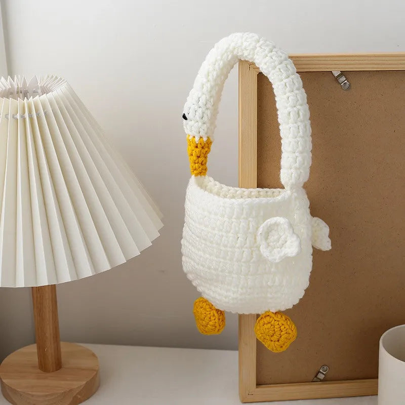Kids' Knitted Goose Shoulder Bag Boys Girls Tote Small Wallet