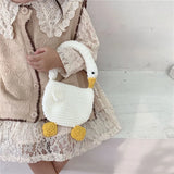 Kids' Knitted Goose Shoulder Bag Boys Girls Tote Small Wallet
