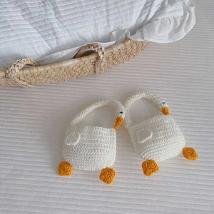 Kids' Knitted Goose Shoulder Bag Boys Girls Tote Small Wallet