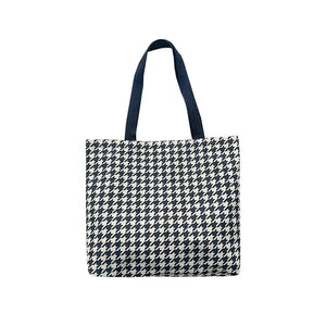 Houndstooth Print Canvas Tote Shoulder Bag Large Capacity Handbag