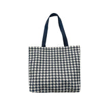 Houndstooth Print Canvas Tote Shoulder Bag Large Capacity Handbag