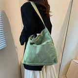 Corduroy Shoulder Bag Canvas Casual Tote Handbag