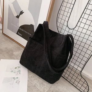 Corduroy Totes Bag Casual Handbag for School Work Travel Shopping